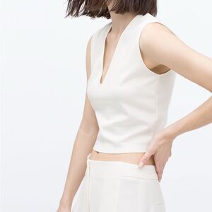 Zara Off-White Sleeveless Top